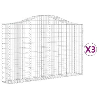 Kosze gabionowe, 3 szt, 200x30x120/140 cm, galwanizowane żelazo
