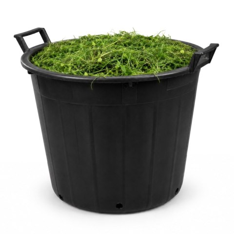 Pojemnik ogrodowy okrągły perforowany z uchwytami, plastikowy, czarny, 155 l, śr. 75 cm, wys. 51 cm