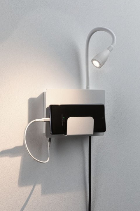 Oprawa ścienna HALINA LED 2.4W 200lm 2700K USB-C 230V biały mat /metal