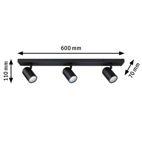 Oprawa ścienno sufitowa ZYLI GU10 max. 3x10W IP44 230V czarny metal / metal