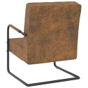 Krzesło wspornikowe, brązowe, obite tkaniną