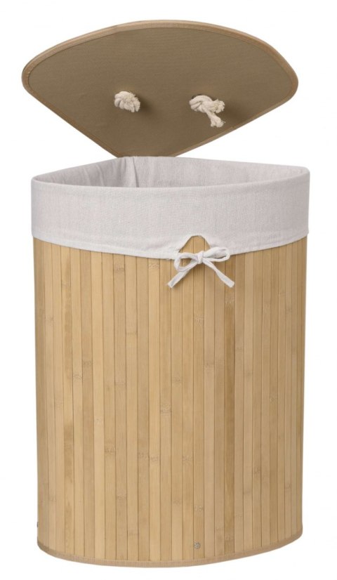 Kosz narożny na pranie bambusowy 60L naturalny