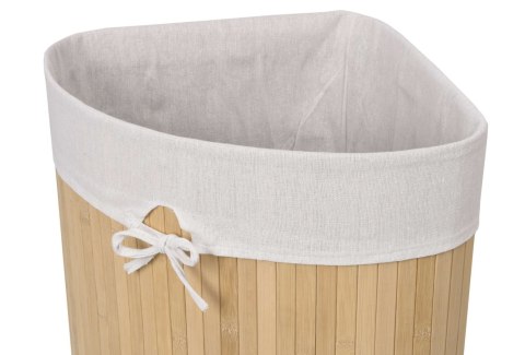 Kosz narożny na pranie bambusowy 60L naturalny
