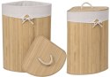 Kosz narożny na pranie bambusowy 60L naturalny