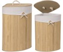 Kosz narożny na pranie bambusowy 60L naturalny