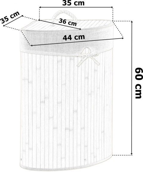 Kosz narożny na pranie bambusowy 60L naturalny