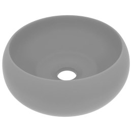 Luksusowa, okrągła umywalka, matowy szary, 40x15 cm, ceramiczna