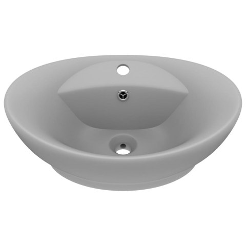 Owalna umywalka z przelewem, matowa jasnoszara, 58,5x39 cm