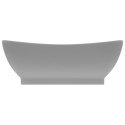 Owalna umywalka z przelewem, matowa jasnoszara, 58,5x39 cm