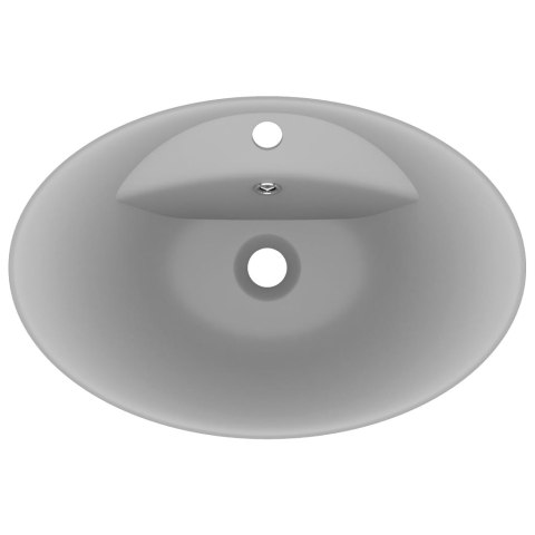 Owalna umywalka z przelewem, matowa jasnoszara, 58,5x39 cm
