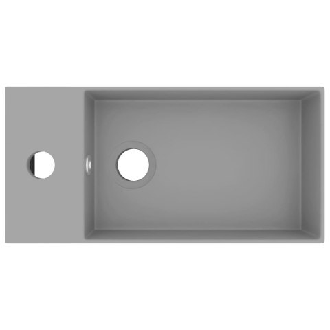 Umywalka z otworem przelewowym, ceramika, jasnoszara