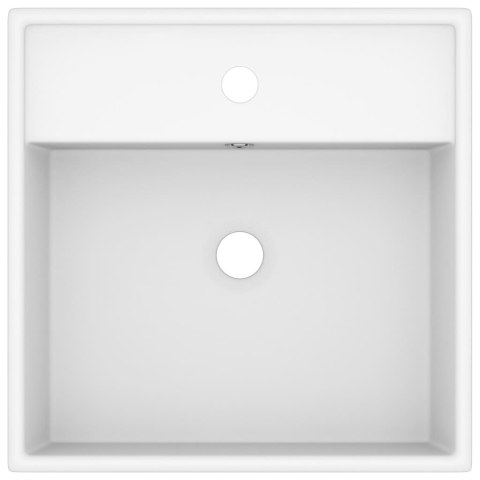 Kwadratowa umywalka z przelewem, matowa biel, 41x41 cm
