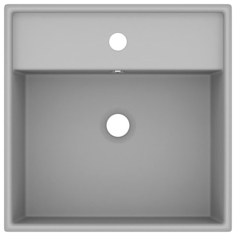 Kwadratowa umywalka z przelewem, matowa jasnoszara, 41x41 cm