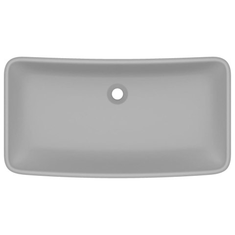 Umywalka prostokątna, matowa jasnoszara, 71x38 cm, ceramika