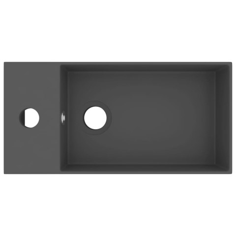 Umywalka z otworem przelewowym, ceramika, ciemnoszara