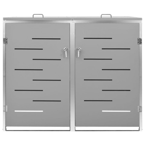 Osłona na 2 kosze na śmieci, 138x77,5x115,5 cm, stal nierdzewna