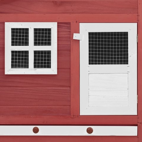 Klatka dla kurcząt z gniazdem, czerwono-biała, drewno jodłowe