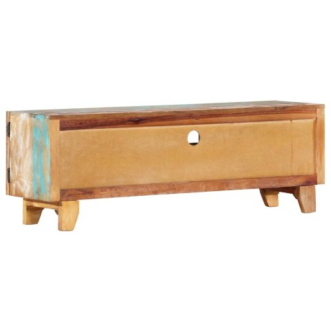 Ręcznie rzeźbiona szafka pod TV, 120x30x40 cm, drewno odzyskane