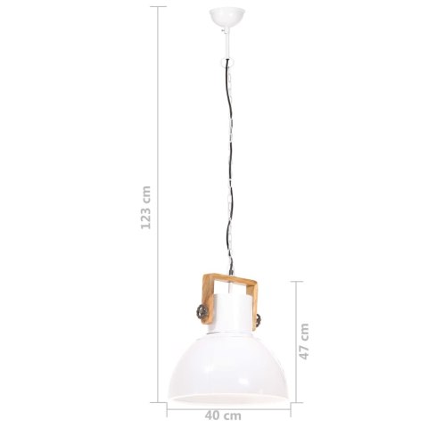 Industrialna lampa wisząca, 25 W, biała, okrągła, 40 cm, E27 Industrialna lampa wisząca, 25 W, biała, okrągła, 40 cm, E27