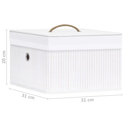 Bambusowe pojemniki do przechowywania, 4 szt., białe