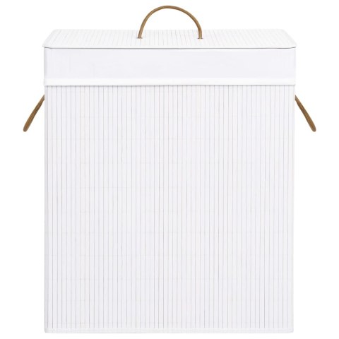 Bambusowy kosz na pranie, biały, 83 L