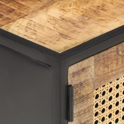 Szafka pod TV, 90x30x40 cm, drewno mango i naturalna trzcina