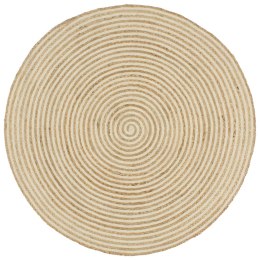 Dywanik ręcznie wykonany z juty, spiralny wzór, biały, 90 cm
