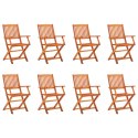 Składane krzesła ogrodowe, 8 szt., lite drewno eukaliptusowe