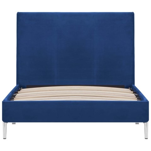 Rama łóżka, niebieska, tapicerowana tkaniną, 90 x 200 cm