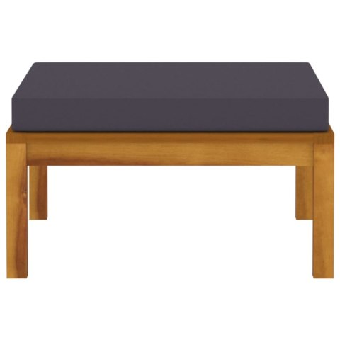 Podnóżek z ciemnoszarą poduszką, lite drewno akacjowe