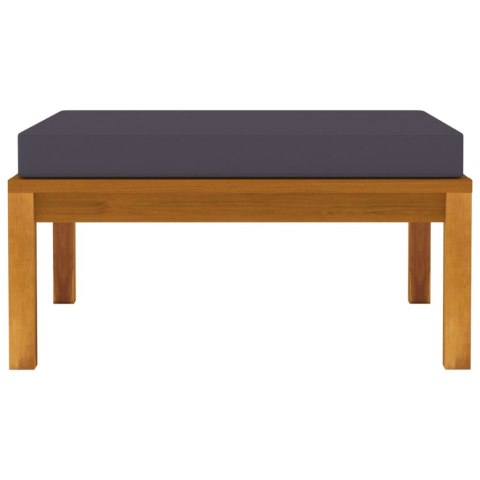 Podnóżek z ciemnoszarą poduszką, lite drewno akacjowe