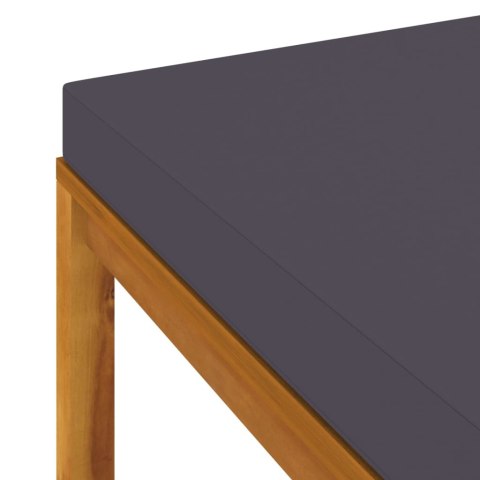 Podnóżek z ciemnoszarą poduszką, lite drewno akacjowe