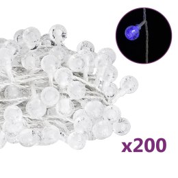 Lampki świąteczne, 20 m, 200 niebieskich diod LED, 8 funkcji