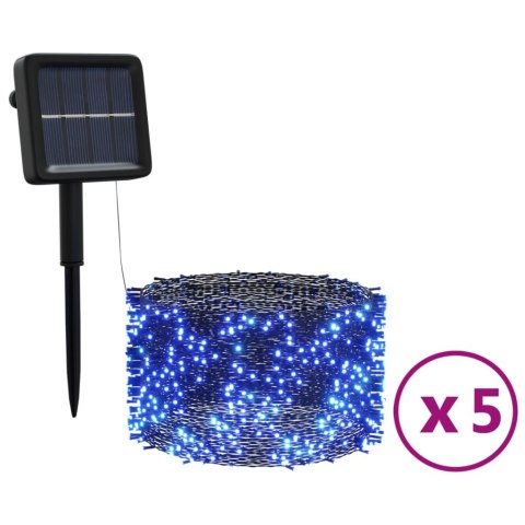 Solarne lampki dekoracyjne, 5 szt., 5x200 LED, niebieskie