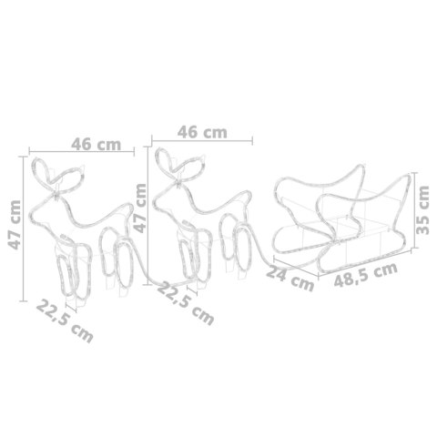 Świąteczna dekoracja zewnętrzna: renifery i sanie, 576 diod LED