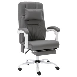 Krzesło biurowe z funkcją masażu, szare, obite sztuczną skórą