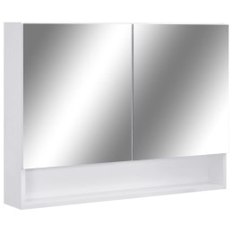 Szafka łazienkowa z lustrem i LED, biała, 80x15x60 cm, MDF
