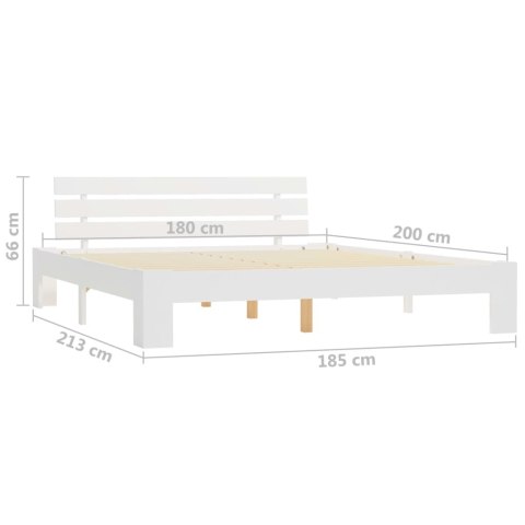Rama łóżka, biała, lite drewno sosnowe, 180 x 200 cm