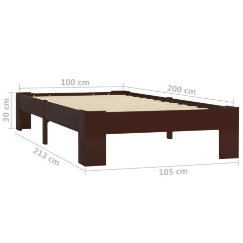 Rama łóżka, ciemnobrązowa, lite drewno sosnowe, 100 x 200 cm Rama łóżka, ciemnobrązowa, lite drewno sosnowe, 100 x 200 cm