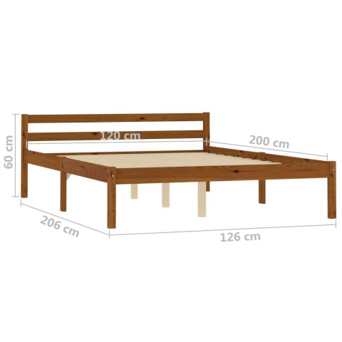 Rama łóżka, miodowy brąz, lite drewno sosnowe, 120 x 200 cm