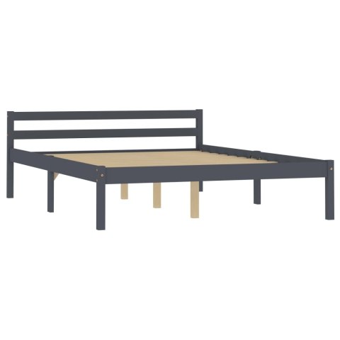Rama łóżka, szara, lite drewno sosnowe, 140 x 200 cm