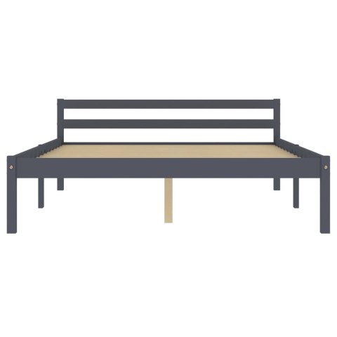 Rama łóżka, szara, lite drewno sosnowe, 140 x 200 cm