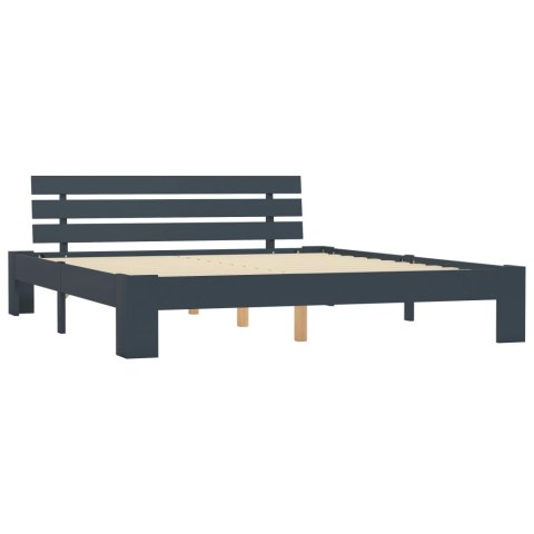 Rama łóżka, szara, lite drewno sosnowe, 160 x 200 cm