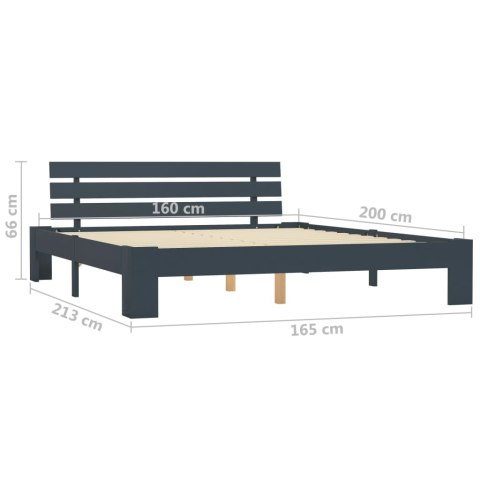 Rama łóżka, szara, lite drewno sosnowe, 160 x 200 cm