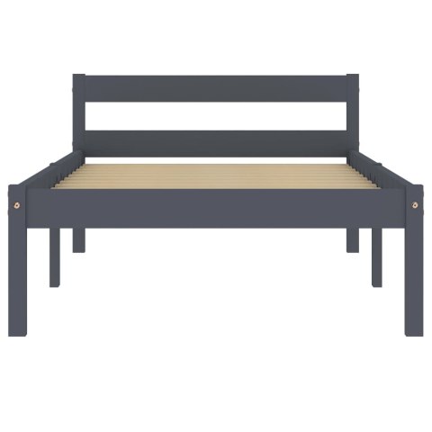 Rama łóżka, szara, lite drewno sosnowe, 90 x 200 cm