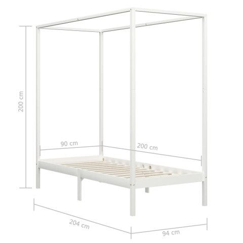 Rama łóżka z baldachimem, biel, lite drewno sosnowe, 90x200 cm Rama łóżka z baldachimem, biel, lite drewno sosnowe, 90x200 cm