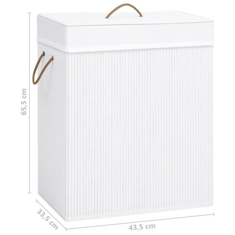 Bambusowy kosz na pranie, biały, 83 L