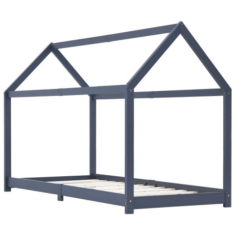 Rama łóżka dziecięcego, szara, lite drewno sosnowe, 80 x 160 cm