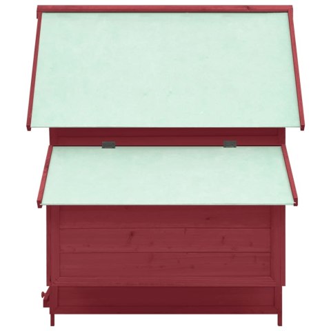 Klatka dla kurcząt, czerwono-biała, 152x96x110 cm, lita jodła