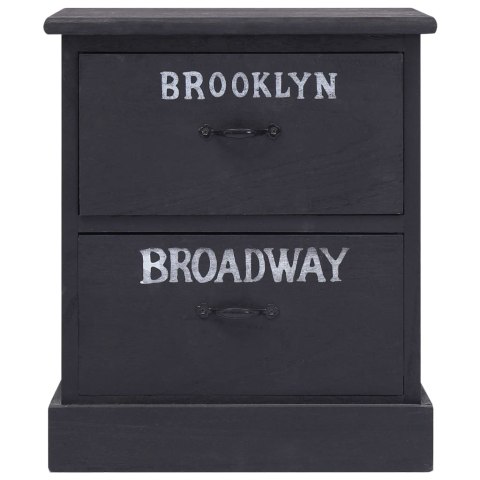 Szafki nocne, 2 szt., czarne, 38x28x45 cm, drewno paulownia